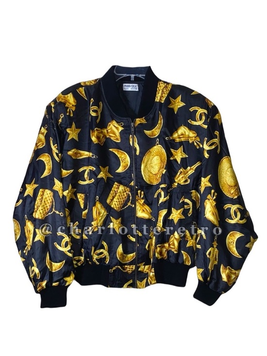 Vintage Jackets & Blazers - 90s vtg PARA SILK Iconic CHARMS Graphic Bomber Jacket